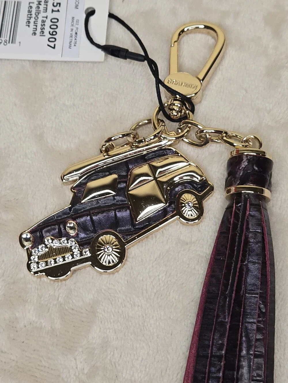 Brahmin Copa Charm Tassel Car Charm Fig Jam Melbourne with Gold Hardware